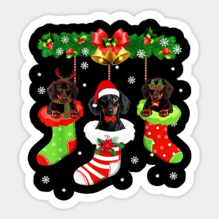 Funny Dachshund In The Stocking s Merry Christmas Sticker